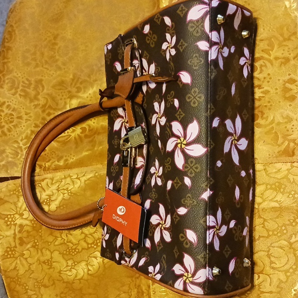 Diophy leather brown bag